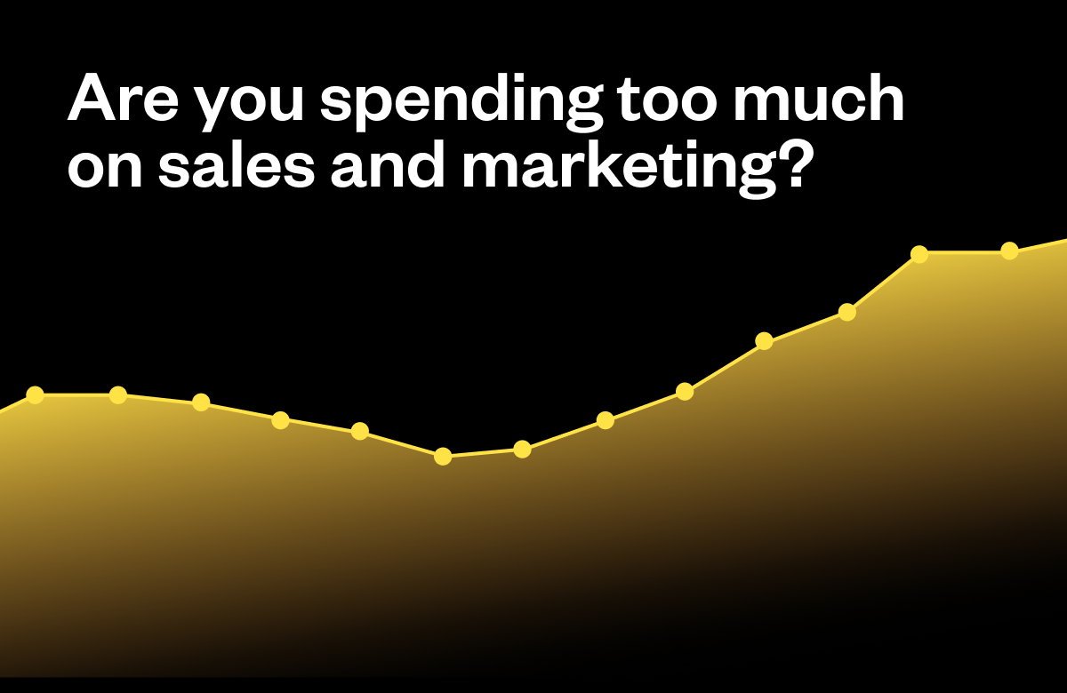 A chart of GTM spend ratio with the quote "Are you spending too much on sales and marketing?"