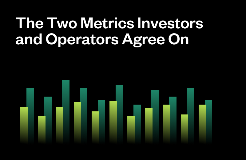 An image with a stylistic graph and the words "The Only Two Metrics Investors Can Agree On"
