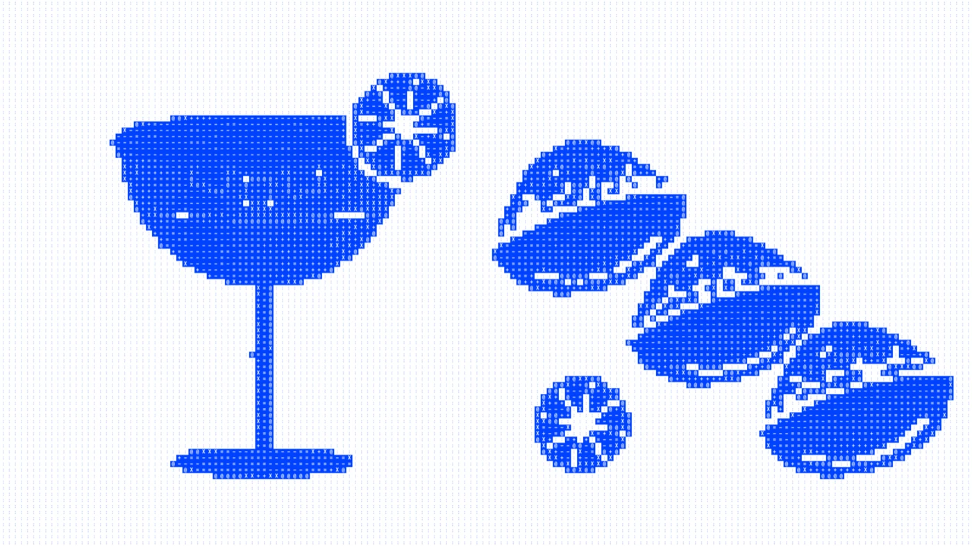 Margaritas and tacos in Maxio ASCII art