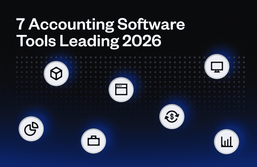 Modern accounting software icons representing SaaS tools for 2026.