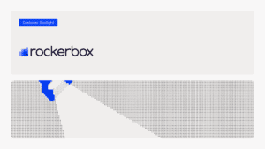 Rockerbox logo with a blue 'Customer Spotlight' badge above it.