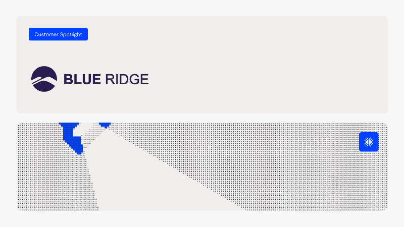 Blue Ridge Solutions logo with a spotlight effect on the map background.
