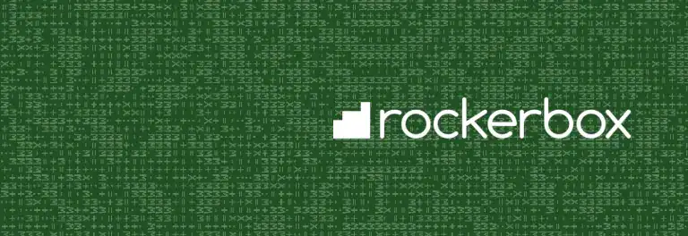 Rockerbox logo on a digital green background with code.