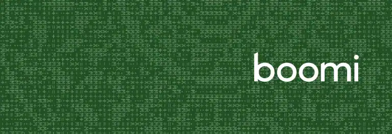 Boomi logo on a digital background representing integration solutions.