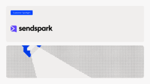 SendSpark logo with a blue 'Customer Spotlight' badge above it.