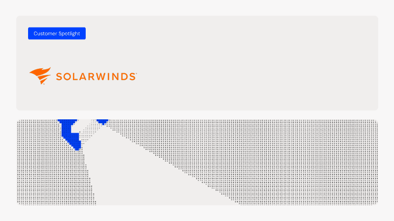 SolarWinds logo with a spotlight effect on a digital background.