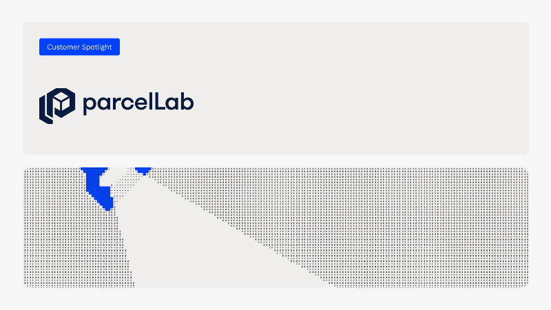 Parcellab logo with a blue 'Customer Spotlight' badge on a white background.