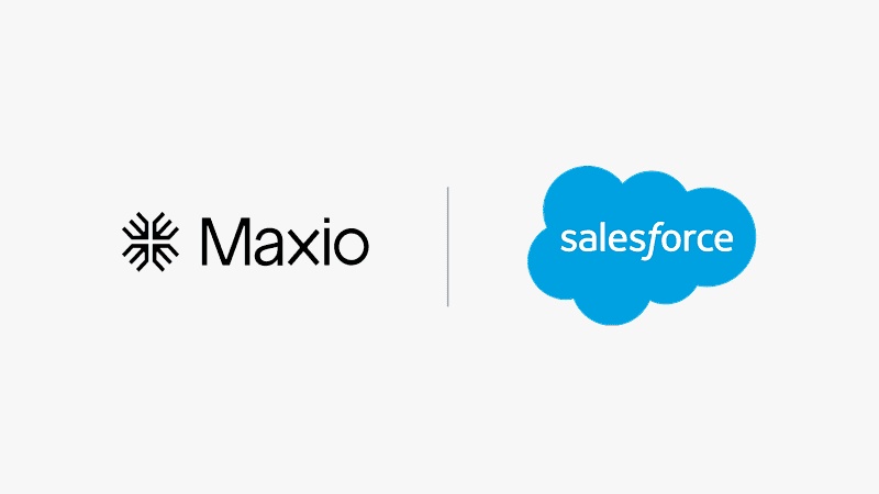 Maxio and Salesforce logos representing integration and partnership.