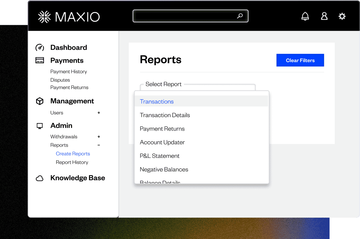 Maxio Payments screenshot with background