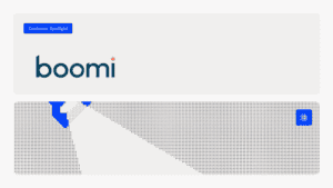Boomi logo with a spotlight effect highlighting the brand name.