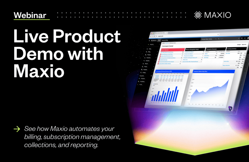 Maxio live product demo showcasing billing and subscription management software.