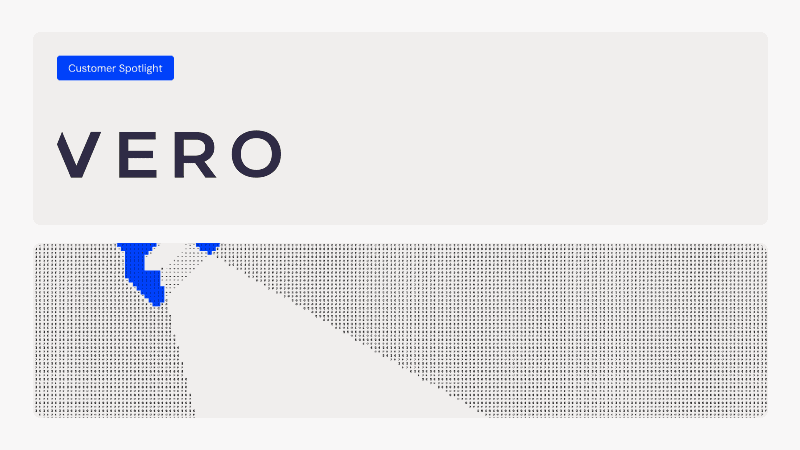 VERO logo displayed on a digital screen with a spotlight effect.