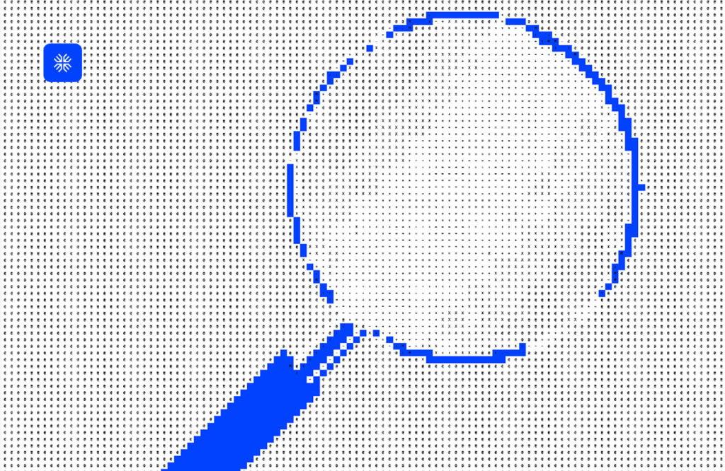 Magnifying glass over data analysis chart for SaaS finance insights.
