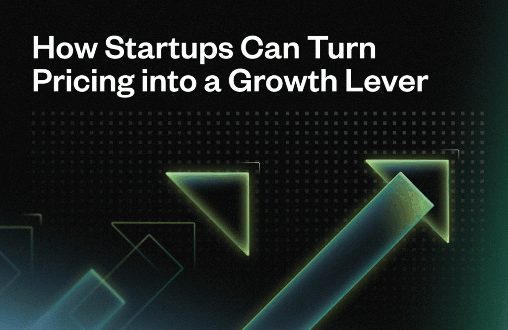 Visual of growth arrow and geometric shapes illustrating startup pricing strategies.