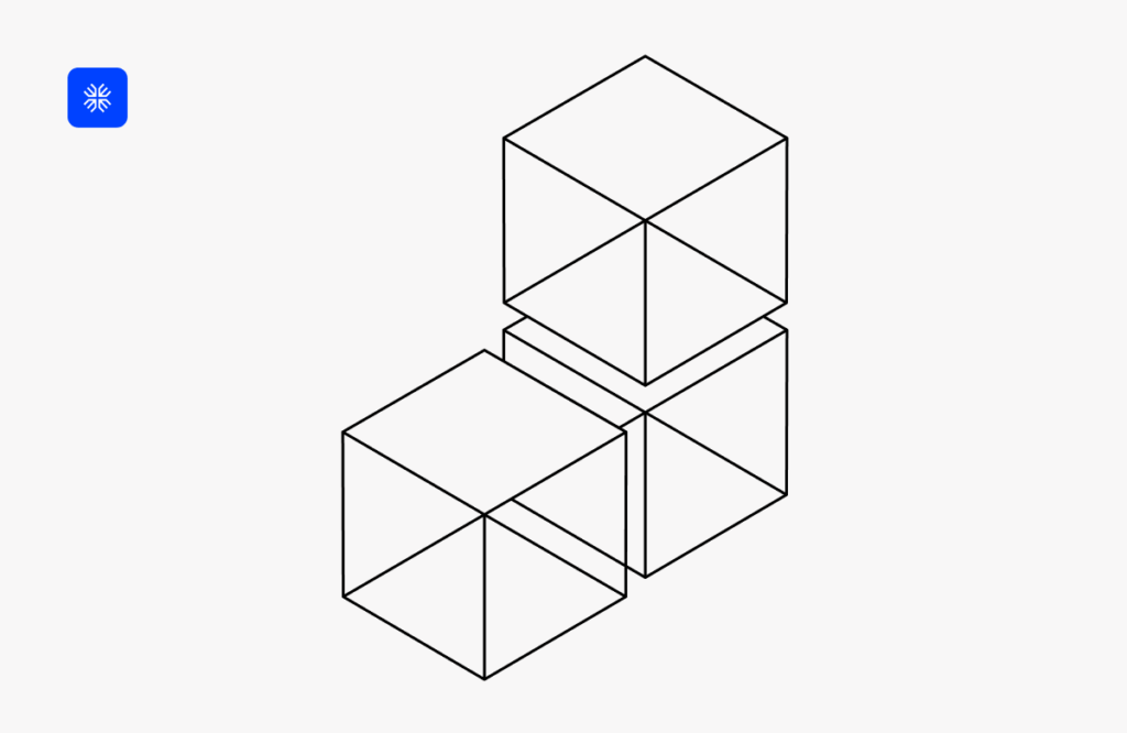 Simple line drawing of three interconnected cubes representing pricing strategies.