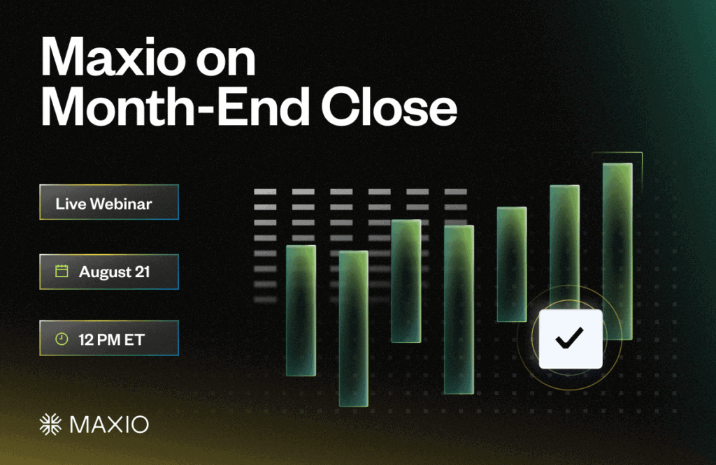 Maxio webinar on month-end close process with data visualization.