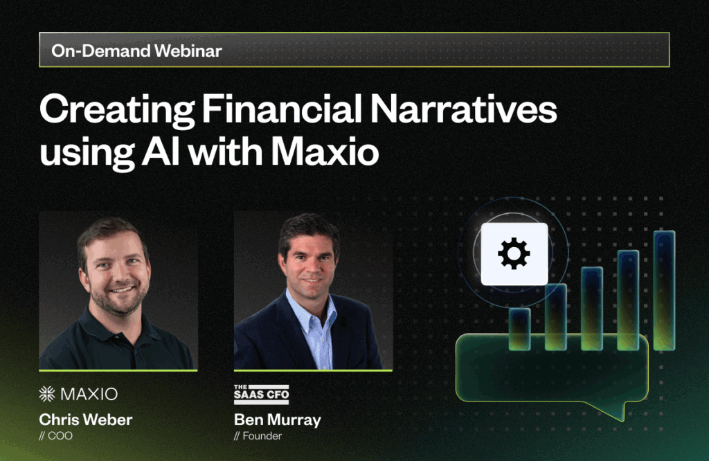 AI-powered financial storytelling and insights using Maxio platform.