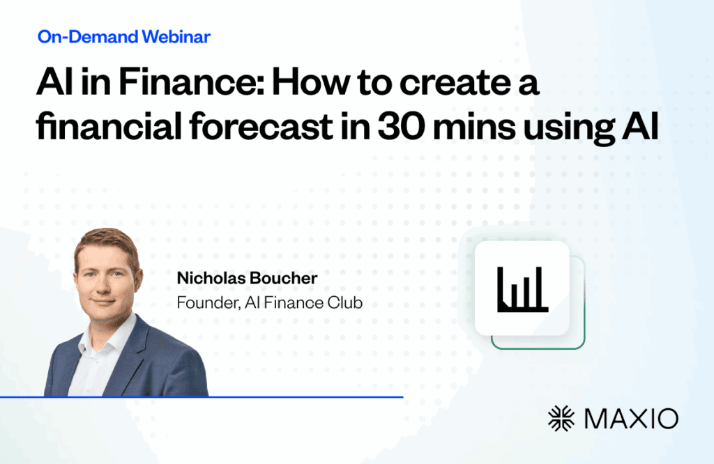 AI-driven financial forecast process with Nicolas Boucher, Maxio webinar on AI in finance.