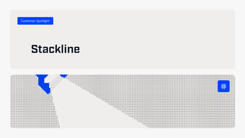 Stackline logo displayed on a digital screen with a spotlight effect.