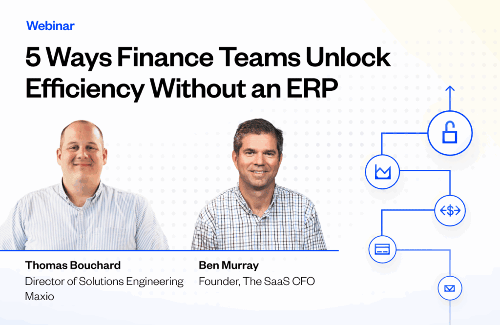 Two finance professionals discussing strategies to improve efficiency without ERP systems.