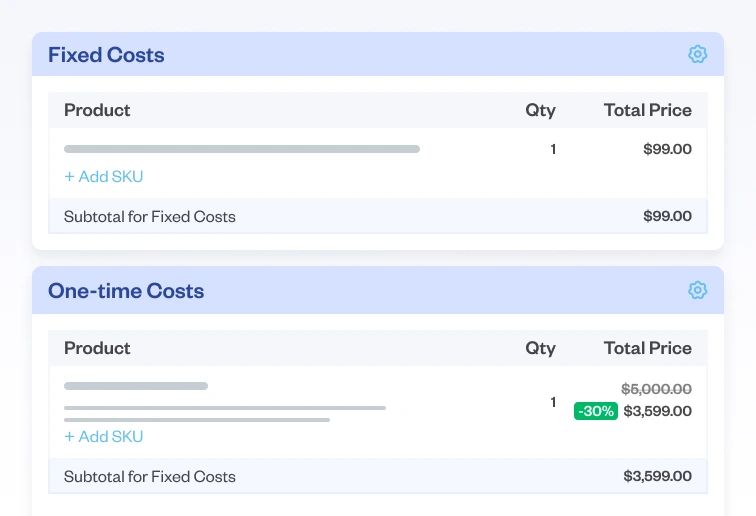 Set up prices & build quotes