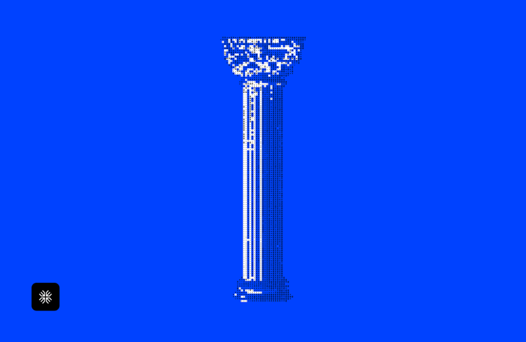 Digital illustration of a column representing SaaS metrics and data analysis.