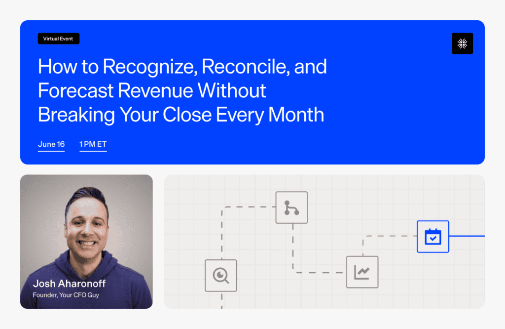Maxio virtual event banner on revenue forecasting and analysis.