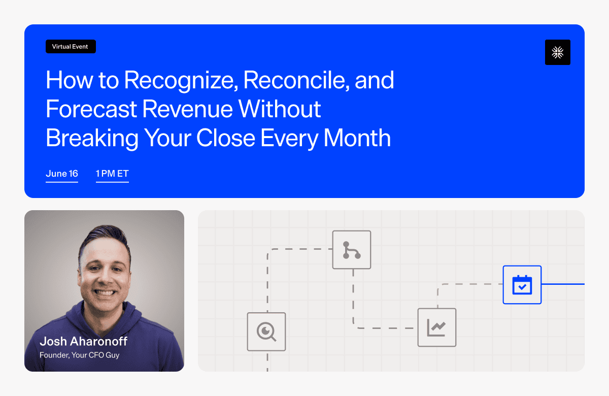 Maxio virtual event banner on revenue forecasting and analysis.