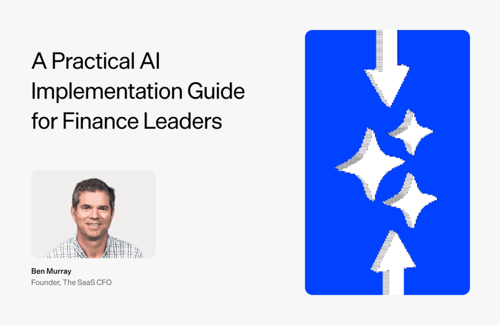 AI implementation guide for finance leaders with Maxio branding and professional expert Ben Murray.