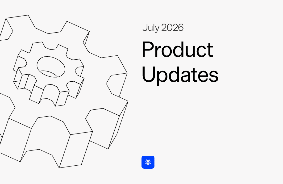 Maxio July 2026 Product Updates graphic with gear illustration.