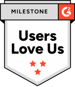 Milestone badge with 'Users Love Us' and G2 logo for Maxio.