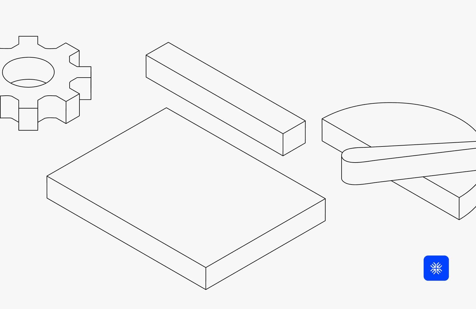 Isometric illustration of gears and blocks representing billing setup process.