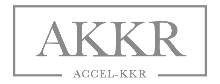 AKKR logo with the text 'AGEL-KKR' in a black and white design.