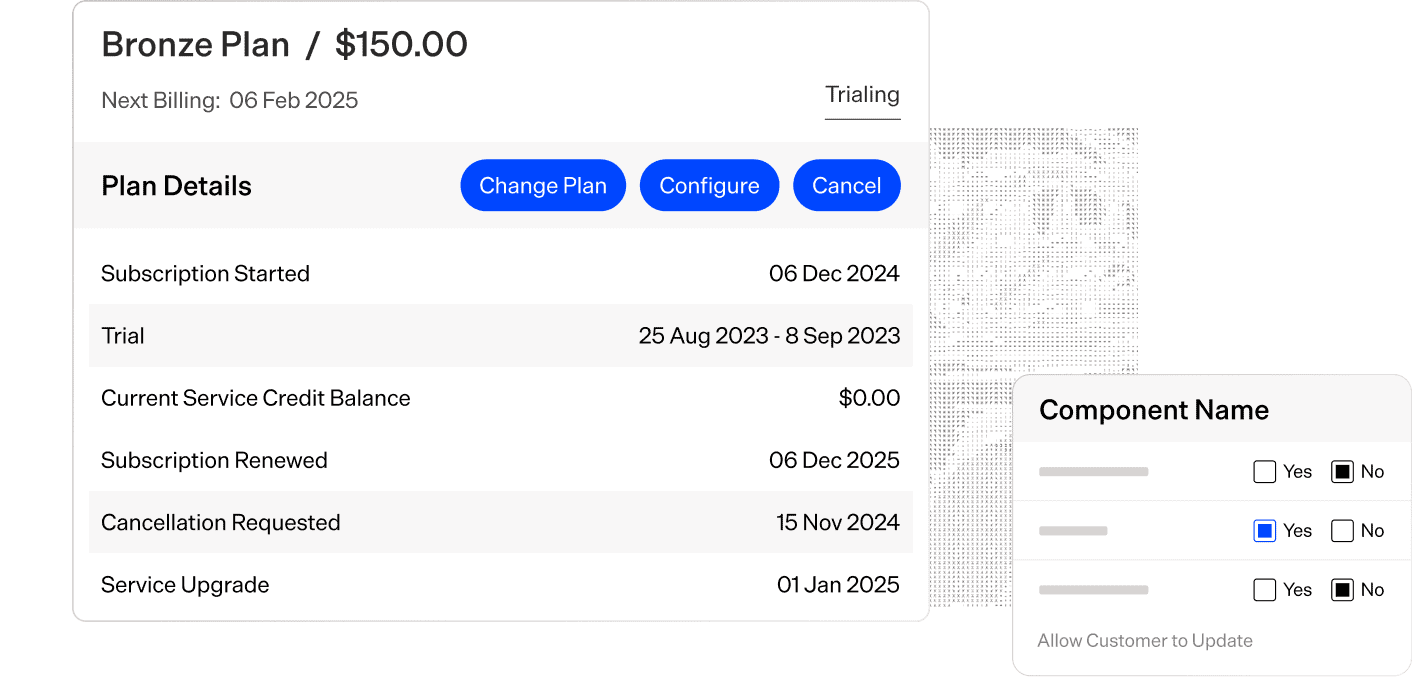 Subscription billing plan details with trial and renewal info on Maxio platform.