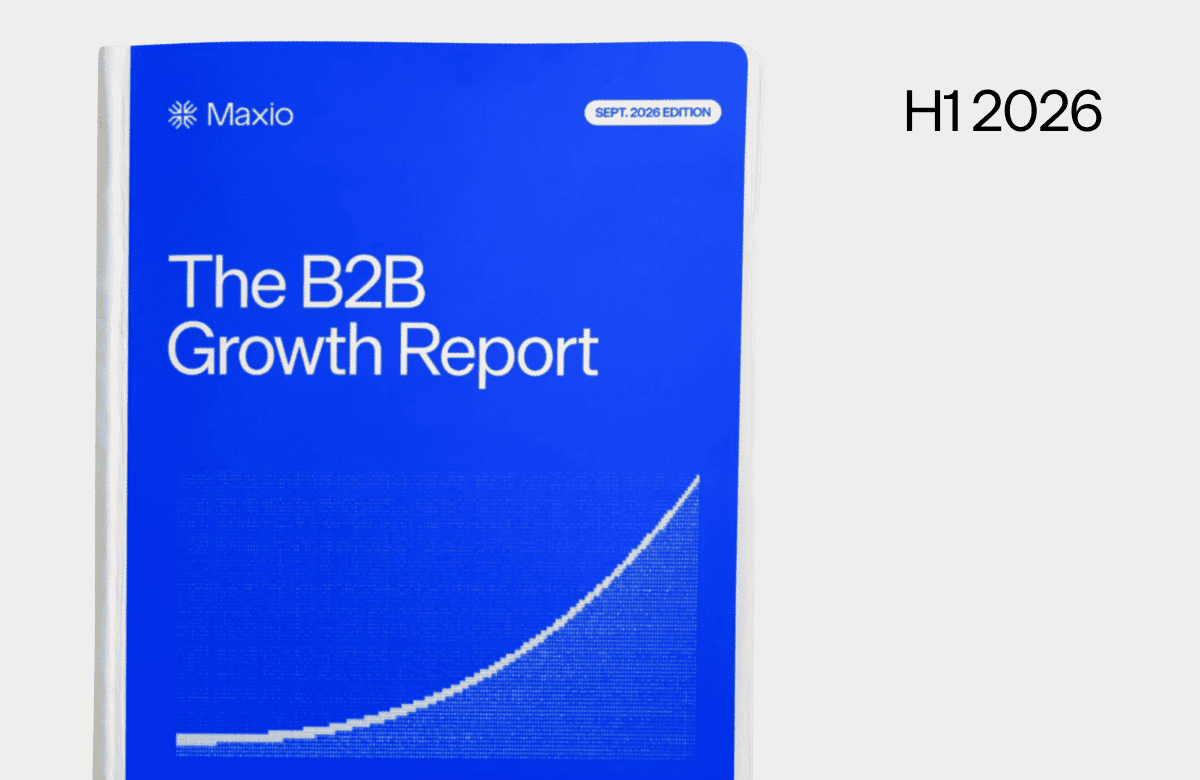 Cover of Maxio's 2026 B2B Growth Report with upward trend graph.