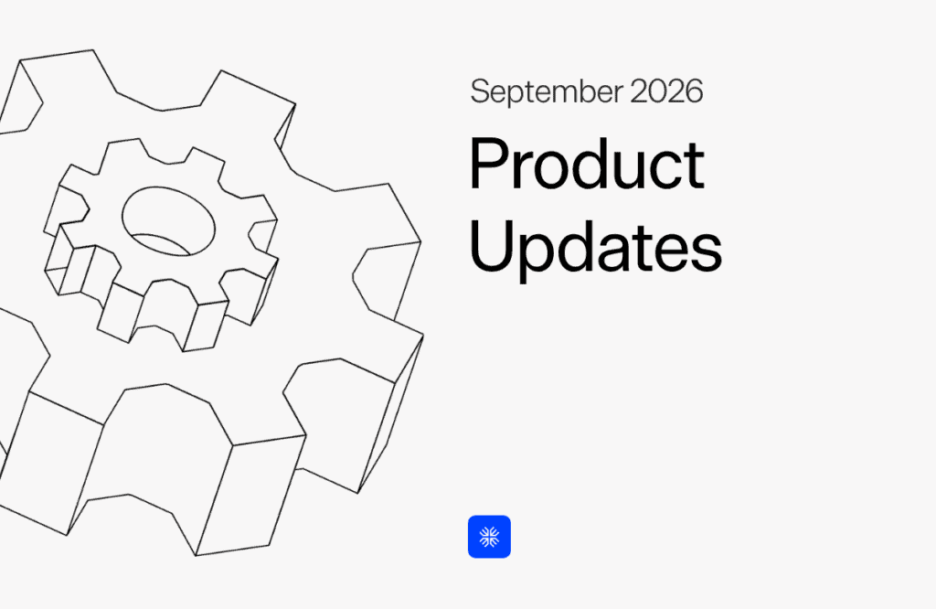 Maxio September 2026 Product Updates graphic with gear illustration.
