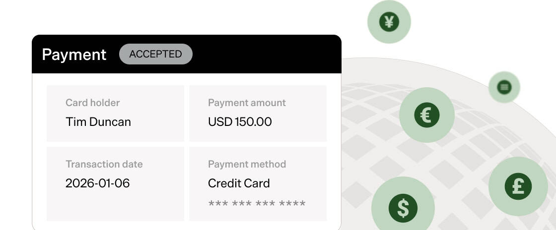 Sample payment confirmation showing accepted status and payment details.