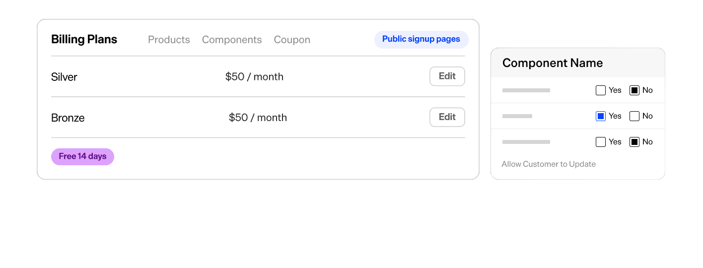 Subscription billing plans with Silver and Bronze options on Maxio platform.