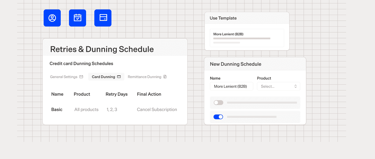Screenshot of Maxio subscription billing and dunning management interface.