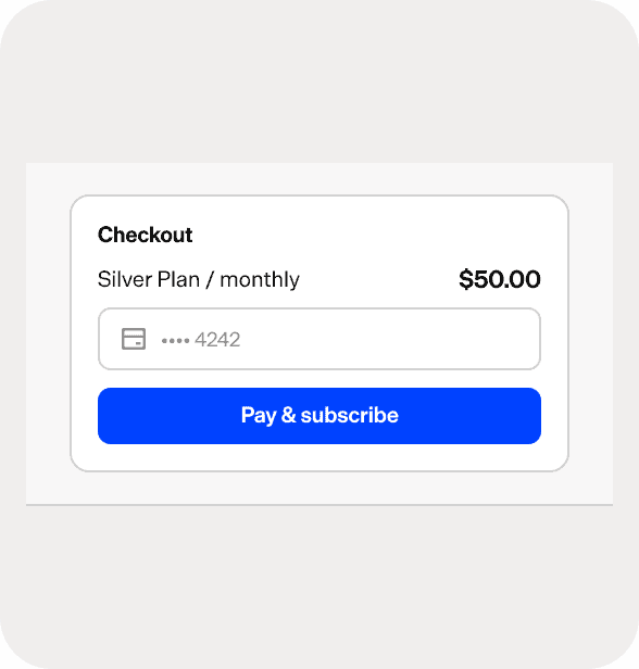 Online checkout page with payment details for subscription billing.