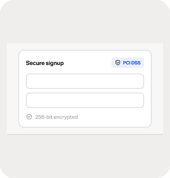 Secure signup form with PCI DSS compliance for subscription billing solutions.